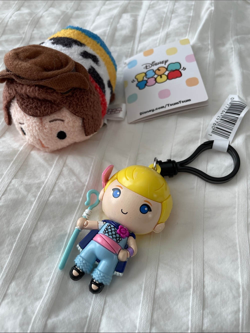 Disney Parks Tsum Tsum Plush Toy Story Woody and Bo Peep Bag Charm NWT